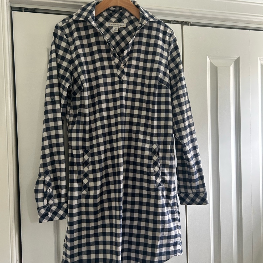Southern Tide Black and White Checkered Kamryn Dress